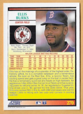 ELLIS BURKS BOSTON RED SOX #270 - SCORE NM-MT 1992 | eBay