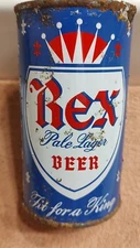 1950s REX PALE LAGER, Flat top beer can, Maier, Los Angeles, California