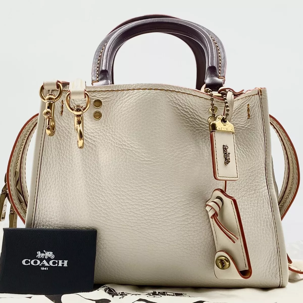 COACH 54536 rogue 25 3way handbag shoulder bag tote Glovetan leather white COACH 54536 rogue 25 3way handbag shoulder bag tote Glovetan leather white