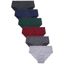 6 Pack Men's Cotton Triangle Briefs Tag-Free Elastic Waist Moisture Wicking