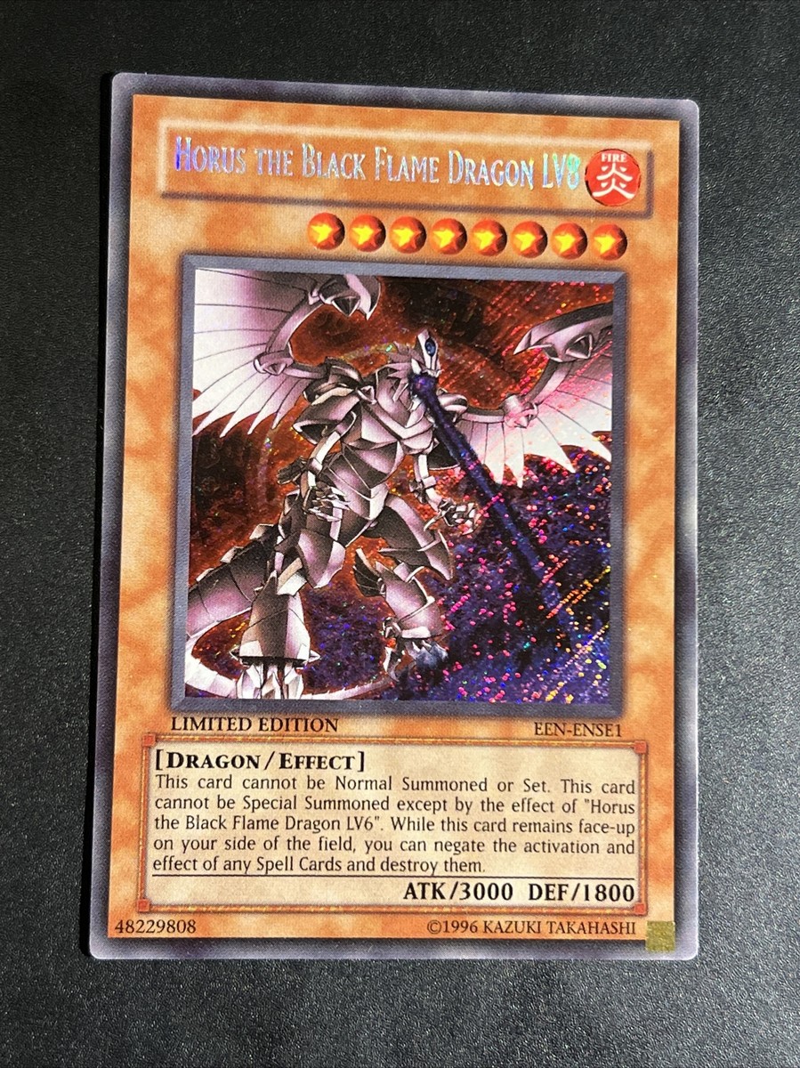 Yu Gi Oh Horus The Black Flame Dragon LV8 EEN-ENSE1 Secret Rare