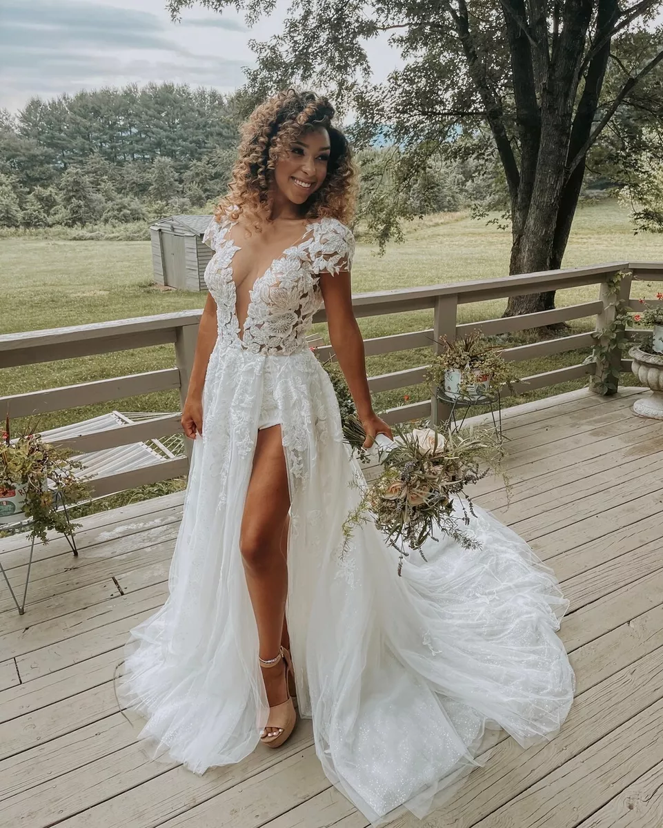 Side split wedding clearance dress