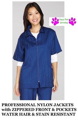 PET GROOMING GROOMER STYLIST BARBER Hair Water Resistant Nylon JACKET Coat*BLUE