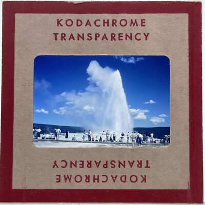 #ad 35mm Slide 1950s Red Kodachrome People Viewing Large Geyser $14.95