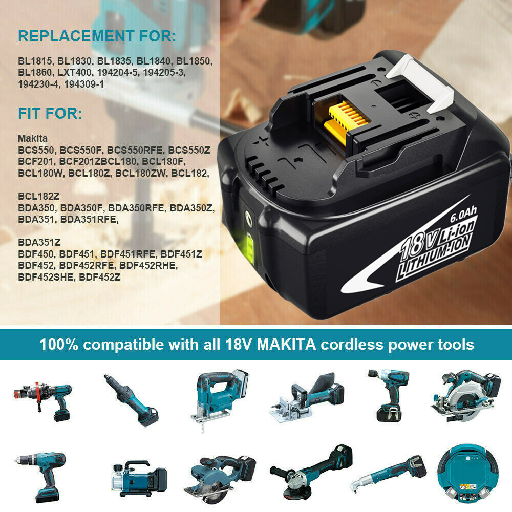 2X 9,0Ah Ersatzakku 18V Für Makita BL1860B & ähnliche – Mit LED-Anzeige & Mehrfachschutz