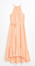 NWT LOFT $90 FLOUNCE HALTER MIDI DRESS, Delicate Shell, Sz XS