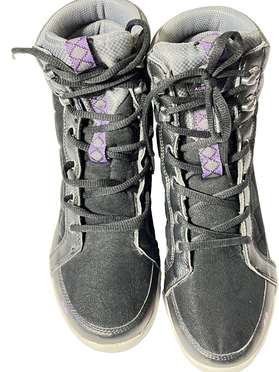 Ryka Aurora Black Purple Quilted High Top Sneaker Boots Women's 8W