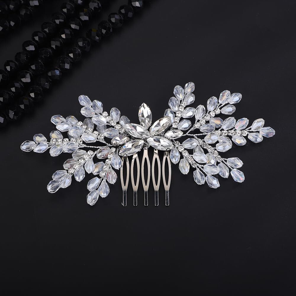 Bride Wedding Hair Comb Silver Rhinestone Hair Side Comb  display picture 3