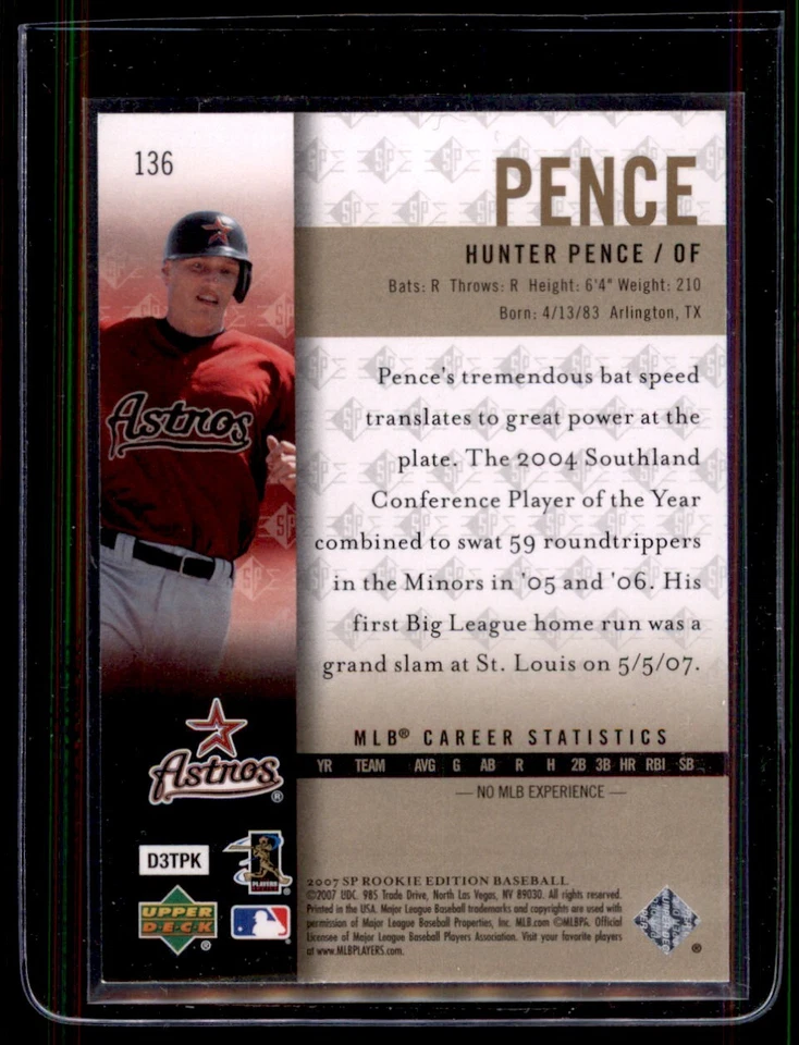 2007 SP Rookie Edition #136 Hunter Pence (RC) - Image 2 of 2
