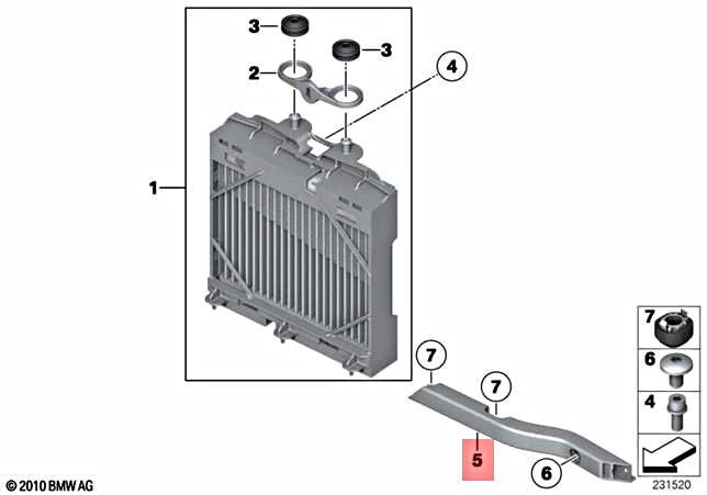 BMW 5 F10 Engine Oil Cooler Bracket Right 17117583120 Genuine for  