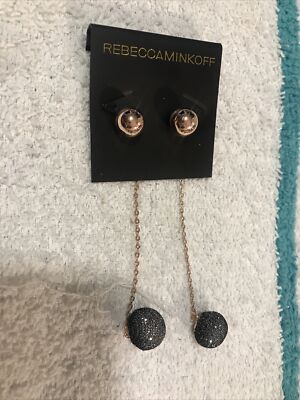 Rebecca Minkoff Rose Gold High Shine Pom-Pom Threader Earrings