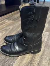 Justin Roper L3703 Western Cowgirl Black Leather Roper Boots Women s Size 6 C