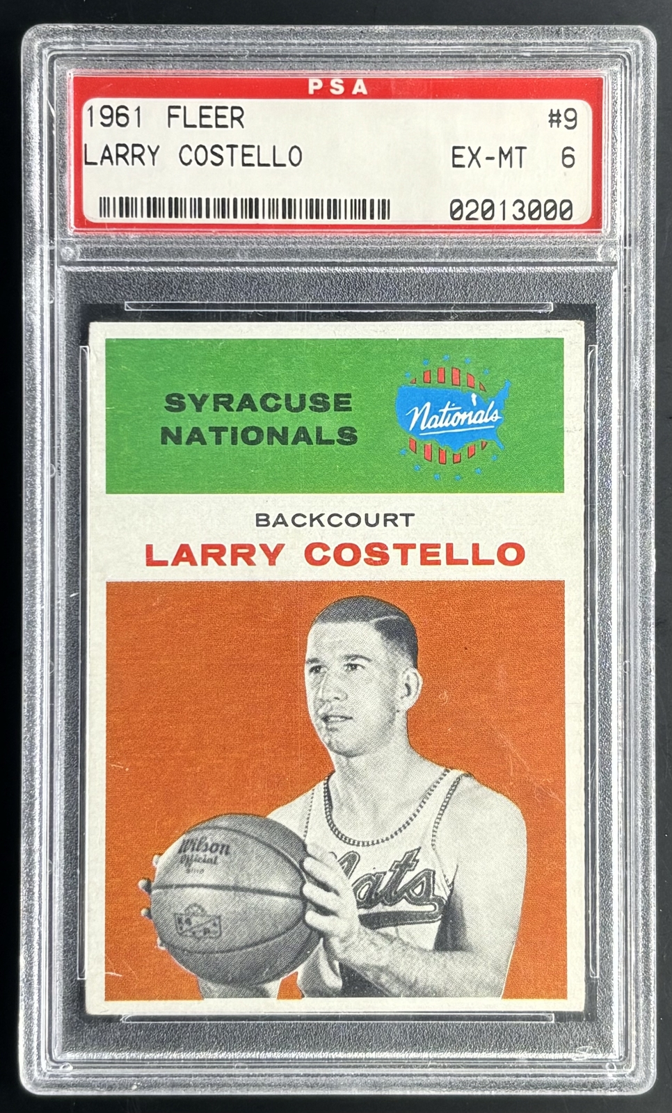 1961 Fleer Larry Costello Vintage Syracuse Nationals Card #9 PSA 6