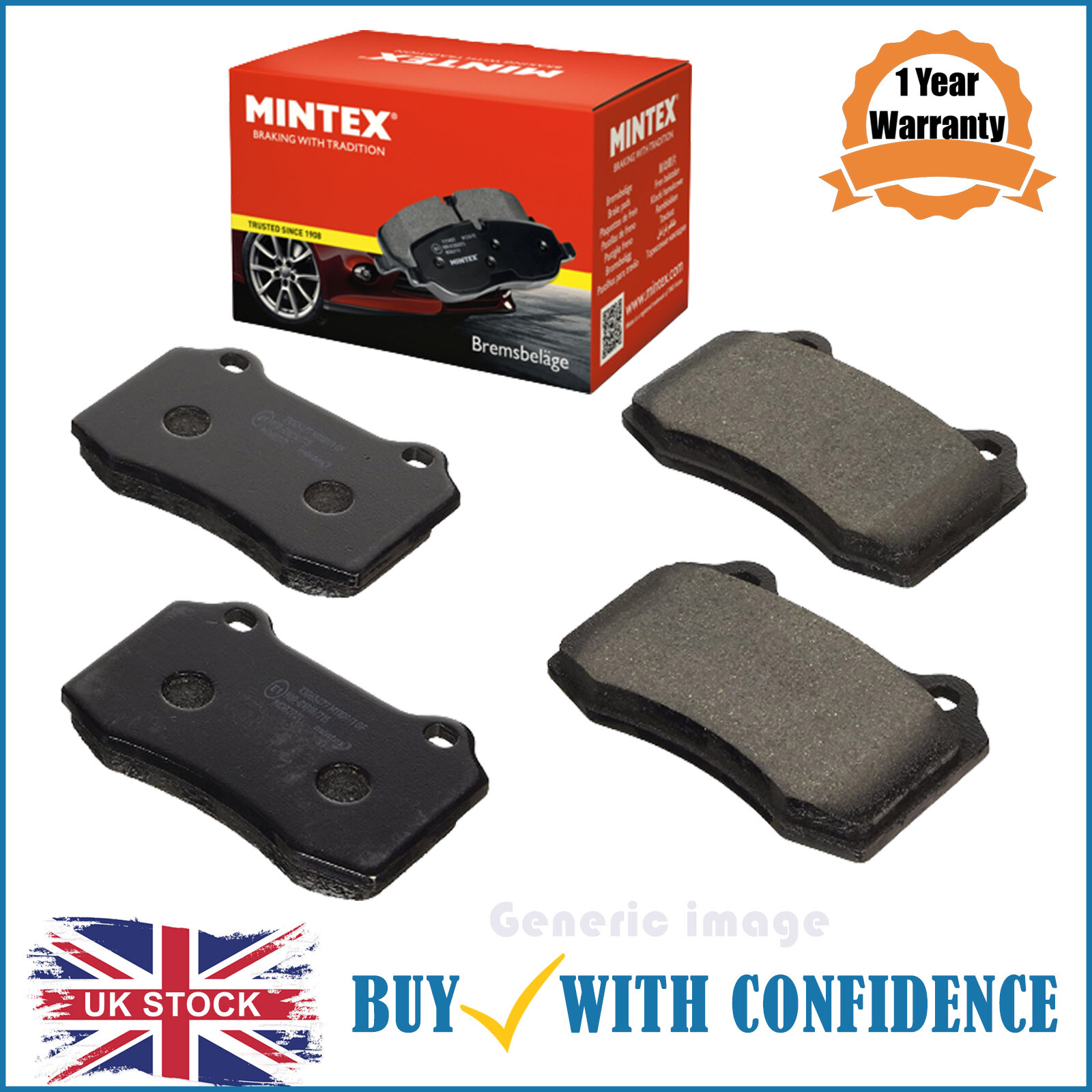 Front Brake Pads Full Set Of 4 MDB1290 Ford Mintex