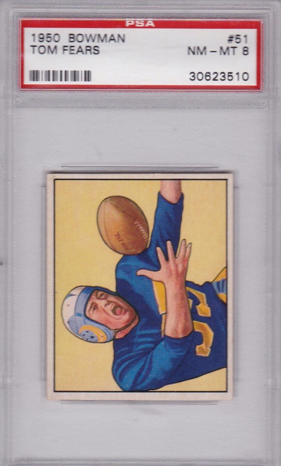 1950 Bowman #51 TOM FEARS (RC) (HOF) PSA 8 NM/MT Los Angeles RAMS / UCLA