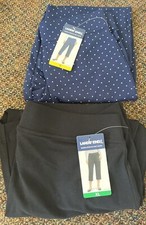 Lands Ends Shore Stretch Knit Pants XL BLACK BLUE S 1761859 NWT