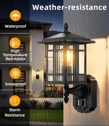 Lamomo Outdoor Wall Light Motion Sensor Waterproof Aluminum AntiRust Black - Picture 4 of 16