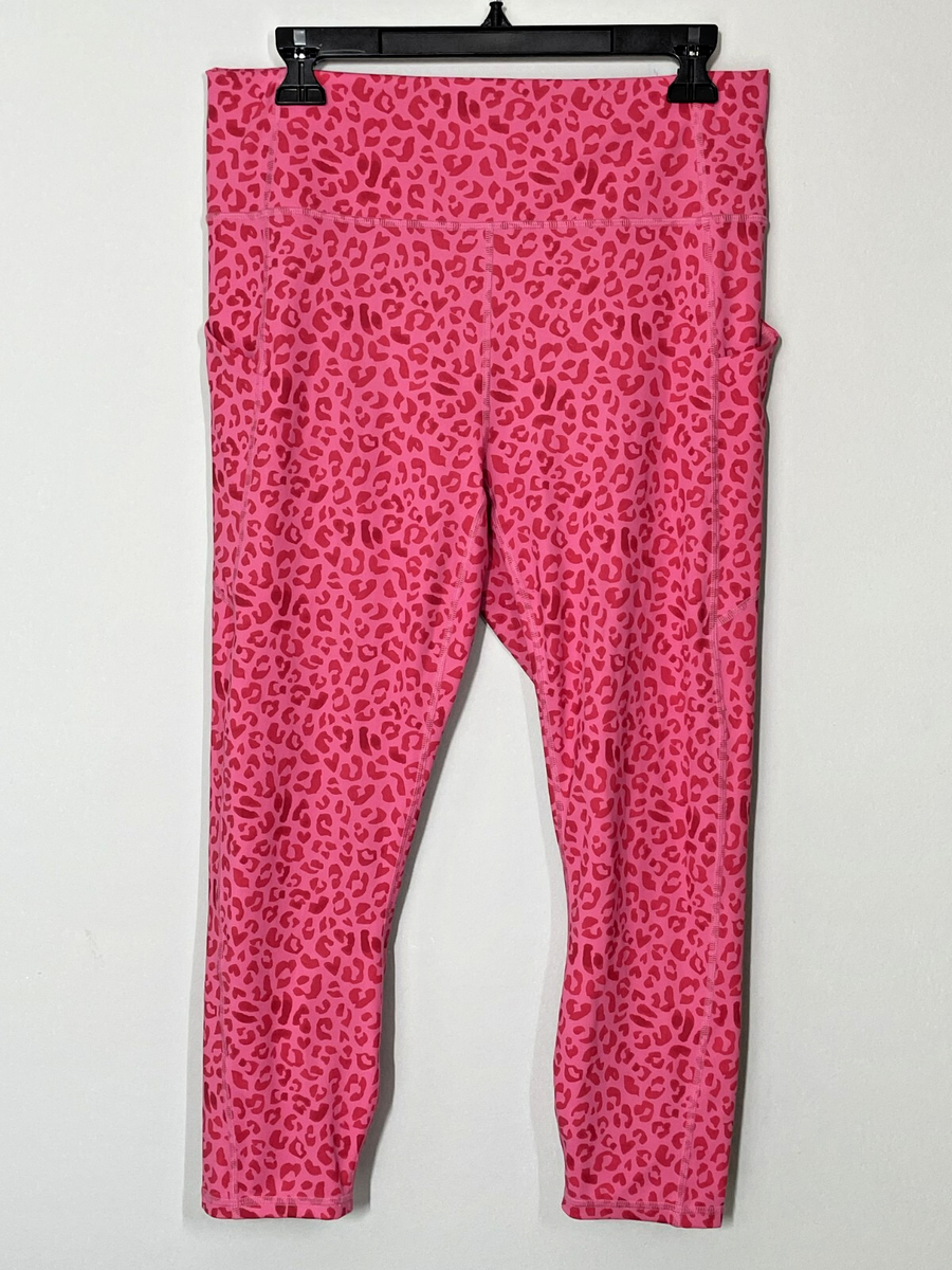 Yoga Fabletics Oasis Luxe Capri Legging Womens Activewear Pink Leopard  Barbie