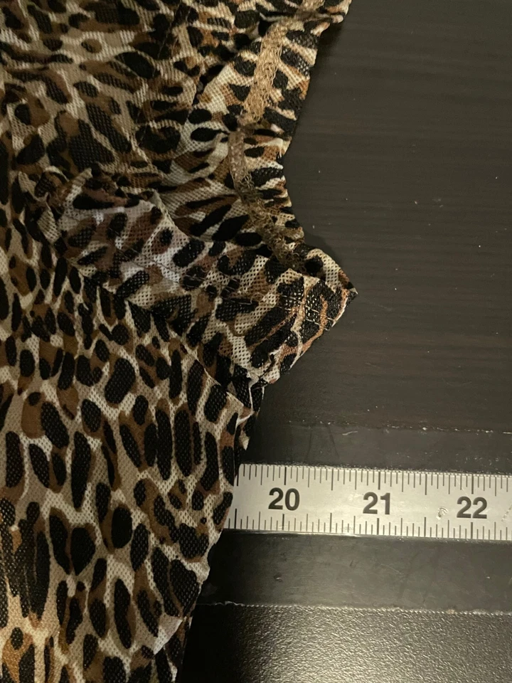 Worthington Womens Top Size XL Brown Animal Print Mesh Babydoll Mob Wife Y2K - Image 4 of 4