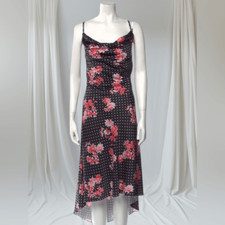 IEENA for Mac Duggal Cowl Neck Floral & Polkadot Print Dress