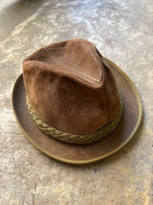 Vintage Hush Puppies Brushed Pigskin Fedora Style Hat Size 1/4