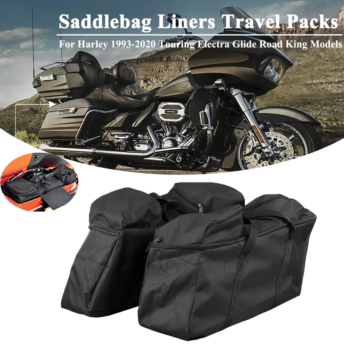 Motorcycle Black Saddlebag Luggage Liners Fit For Harley Touring