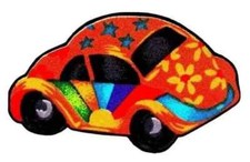 buggy car fabric applique iron on rainbow not embroidered 3 inch USA