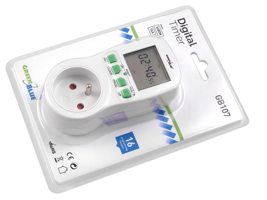Interruptor de Tiempo LCD Temporizador Digital Enchufe Frances Pin 16 Programas - Imagen 3 de 4
