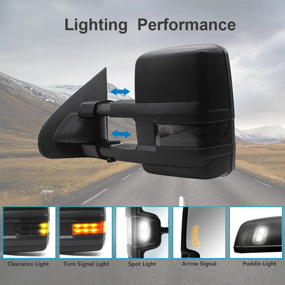 Tow Mirrors for 2014-2018 Chevy Silverado Sierra 1500 2500HD 3500HD Power Heated - Image 4 of 4