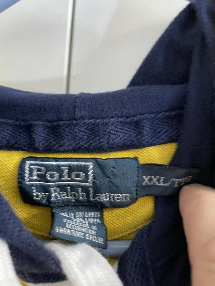 Camisa polo vintage Ralph Lauren con capucha estilo rugby a rayas para hombre XXL Foto 3 de 4