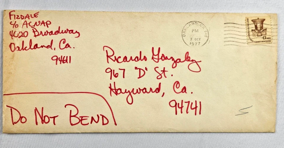 1977 13 cent Stamped Envelope w/Sign Letter From Artist Jim to Artist Ricardo - Image 2 of 4