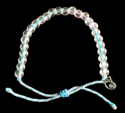 4  Clear Color Glass Bracelet Blue Pink Summer Ocean Sand Party water