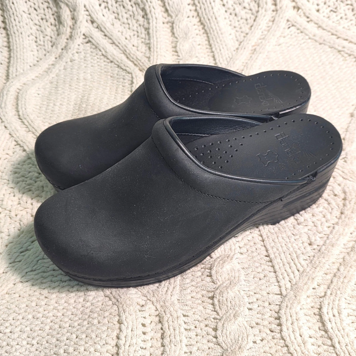 Dansko Sonja Black Leather Clogs Women’s EU 41 US 10.5-11 New Without Box DANSKO Sonja Oiled Leather Open Back Clogs– ClogOutlet.com main image 2