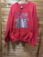 Medium Sweatshirt with Leopard Print Christmas Trees. Item In Excellent Shape