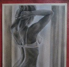 Original Gemälde Graphit , nude drawing, Akt, Erotik, dessin nu, A3