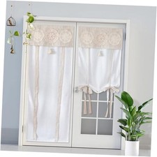 Door Curtain Decorative Window Curtains 26"W x 69"L Pack of 2 Linen White a