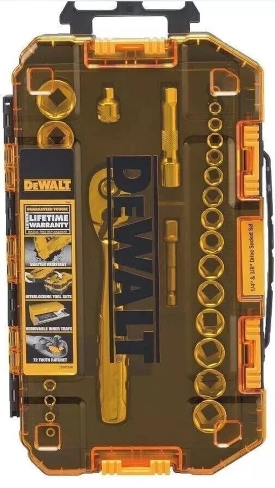 DEWALT DWMT73804 Drive Socket Ratchet Set with Carrying Case - 34 Piece - Image 2 of 4