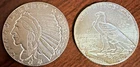 Lot of 2    1/10 oz Fine Silver 999 Incuse Indian Round RARE