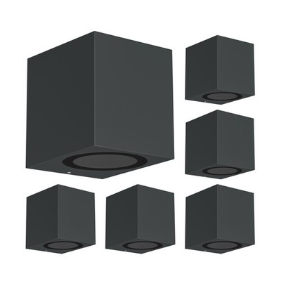 6x Wandleuchte ALSE für außen IP54 Downlight anthrazit matt eckig 1x GU10 max.