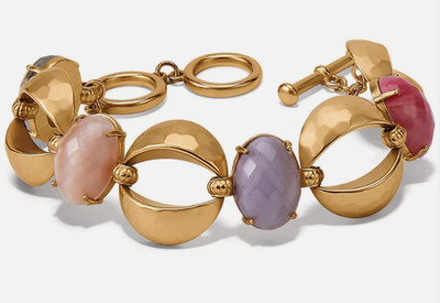 Brighton PINK MOON Crystal Gold Link Statement Bracelet Style: JF0038 NWT $228