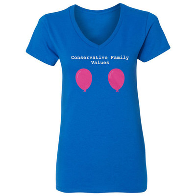 Conservative Family Values Funny Bryon Meme Balloons Ladies' V-Neck Tshirt