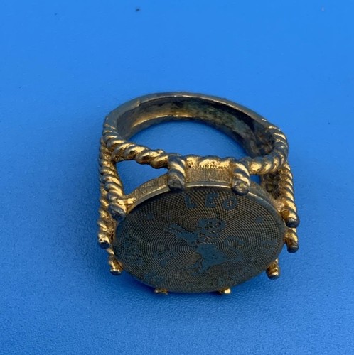 Gold-Colored Leo Zodiac August 22 July 24 Ring Braided Light Weight - Picture 3 of 8