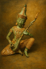 Buddhistische Deva-Figur (Gandharva), thailändische Bronze