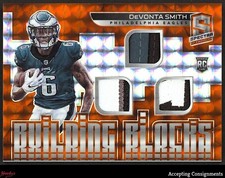 2021 Spectra Building Blocks Neon Orange DeVonta Smith RC ROOKIE PATCH 04/10