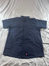 Red Kap Men  s Navy Blue Short Sleeve Industrial Work Shirt - Size Large