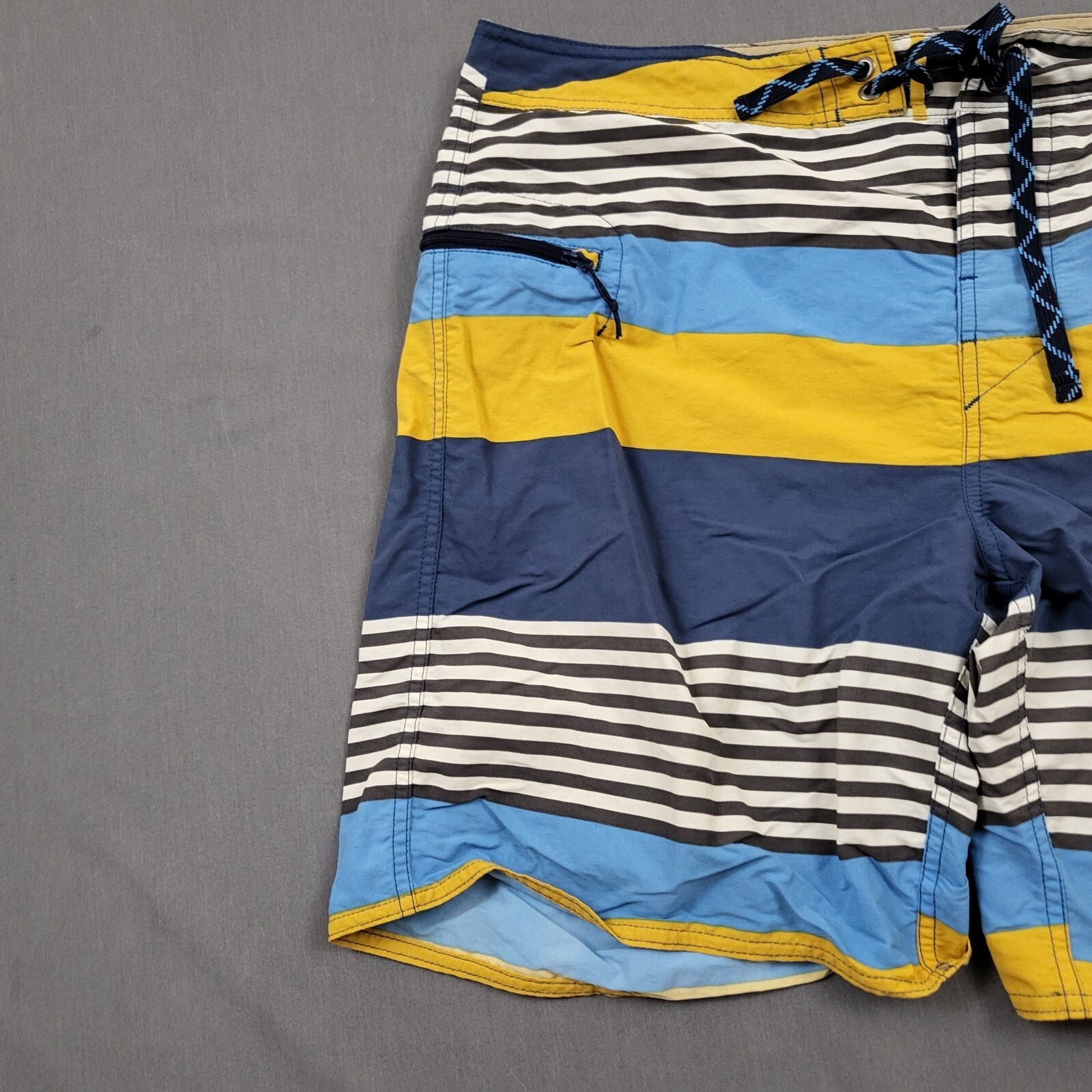 Patagonia Shorts Mens 36 Mid Rise Swim Trunks 8" Inseam Pull On Striped Blue thumbnail 2