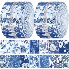 40 Pcs Chinoiserie Fabric Blue and White Jelly Fabric for Quilting Roll Porce...