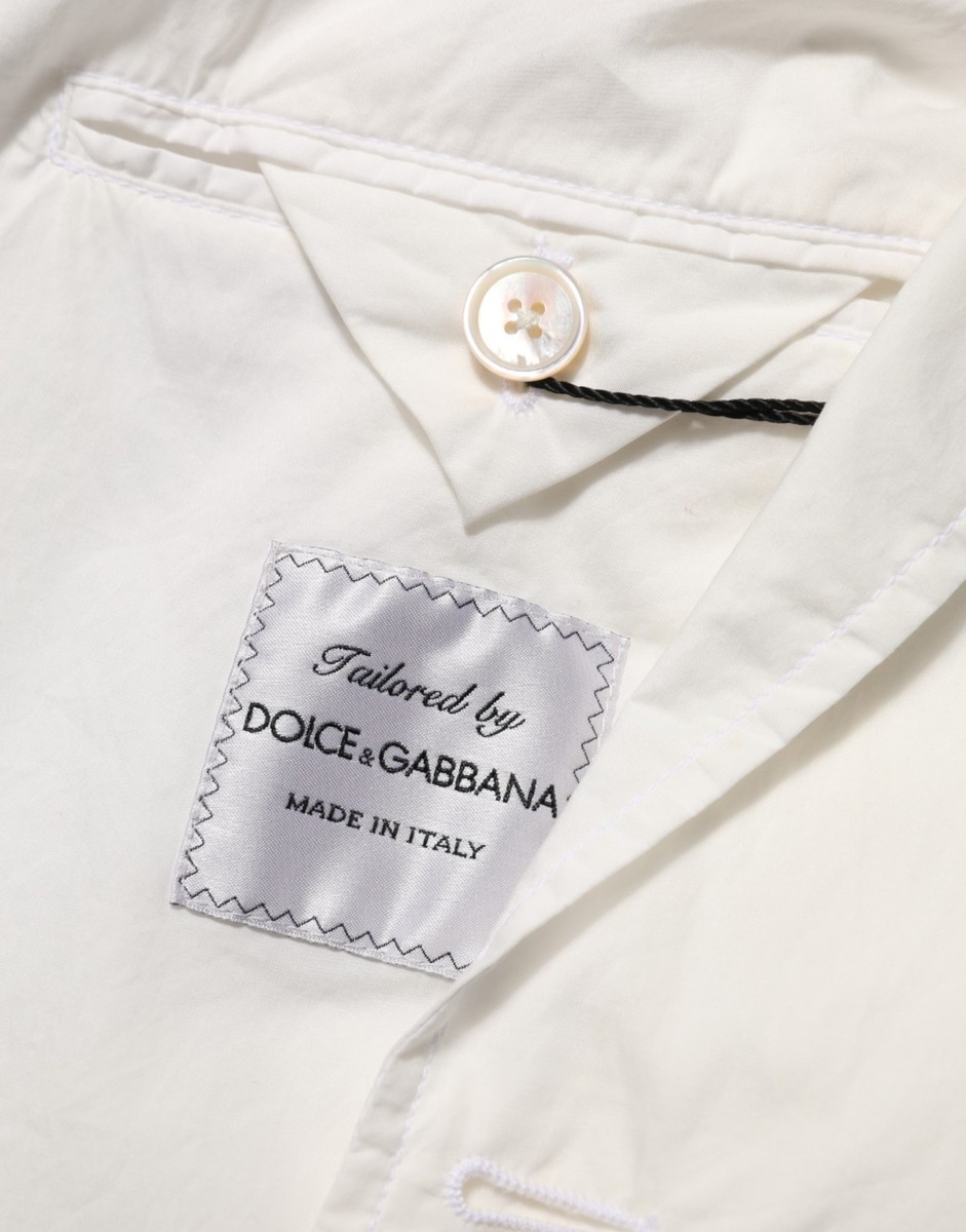 DOLCE & GABBANA Blazer White Cotton 1 Button Men Suit IT52/US42/XL