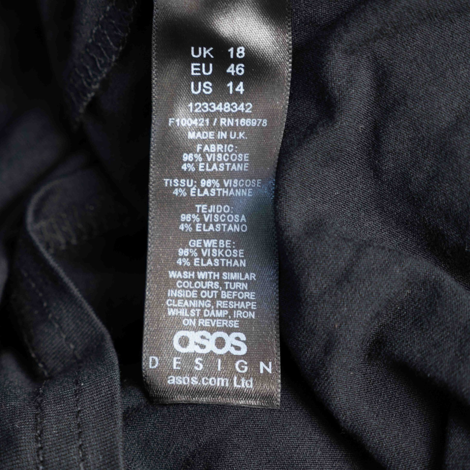 Asos Design Curve Black Long Sleeve Size 18 Dress Pre-Owned image 9