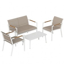 Outsunny 4 Seater Garden Furniture Set, Metal Garden Sofa Set, Refurbished